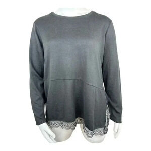 NWT DG2 Diane Gilman black top with lace accent around hem size 1X